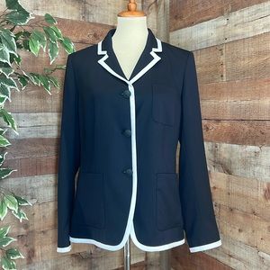 RAG & BONE Navy White Trim Notched Lapel Redgrave Blazer Sz 12